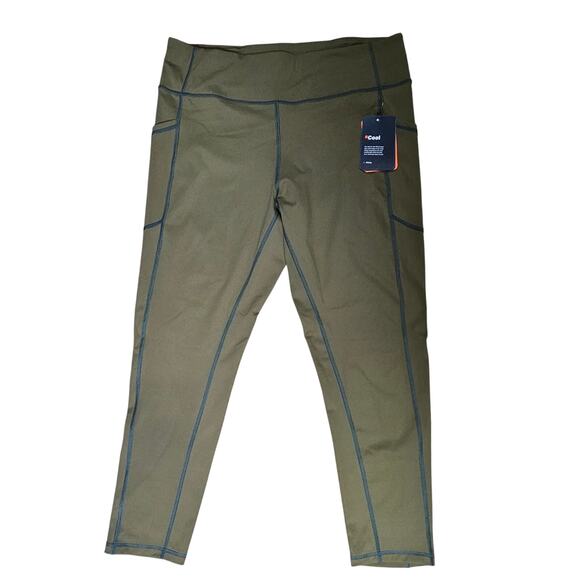 NWT Bass Outdoor Military Green Moisture Wicking Leggings with Contrast Stitch L - Picture 1 of 5
